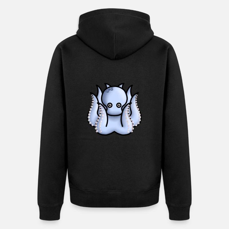 kleiner süßer hellblauer Oktopus - Unisex Premium Bio Zip Hoodie - Schwarz