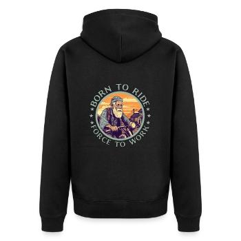 Cooler alter Biker Opa - Motorrad Opa Geschenk - Unisex Premium Bio Zip Hoodie - Schwarz - Hinten - Nico (187cm)