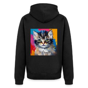 Cute Kitty - Unisex Premium Organic Zip Hoodie - black - Back - Nico (187cm)