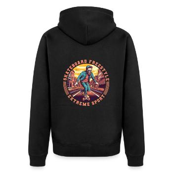 Cool Skull Skeleton Skateboard Skater - Unisex Premium Organic Zip Hoodie - black - Back - Nico (187cm)
