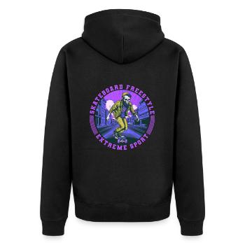 Cool Skull Skeleton Skateboard Skater - Unisex Premium Organic Zip Hoodie - black - Back - Nico (187cm)