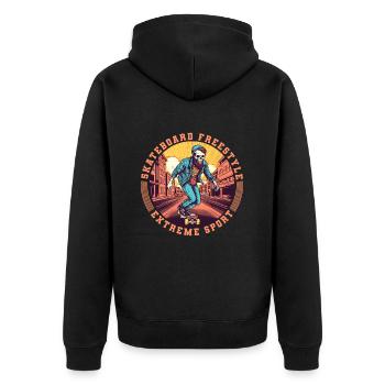 Cool Skull Skeleton Skateboard Skater - Unisex Premium Organic Zip Hoodie - black - Back - Nico (187cm)