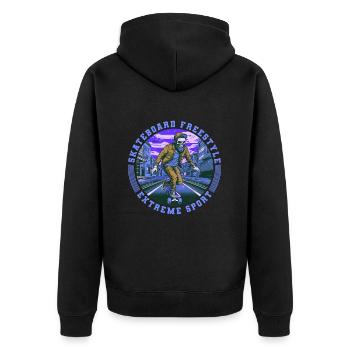 Cool Skull Skeleton Skateboard Skater - Unisex Premium Organic Zip Hoodie - black - Back - Nico (187cm)