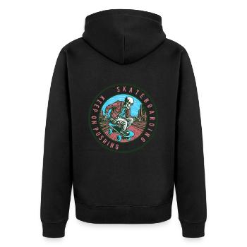 Skull Skeleton Skateboard Skater - Unisex Premium Organic Zip Hoodie - black - Back - Nico (187cm)