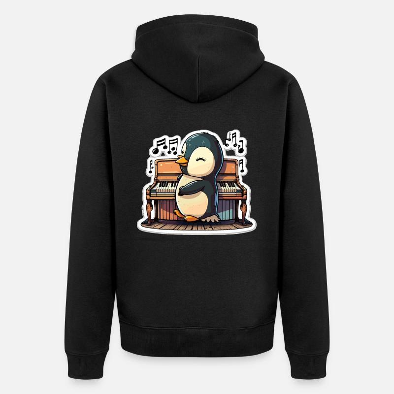 Pingouin piano - Veste à capuche bio Premium Unisexe - noir