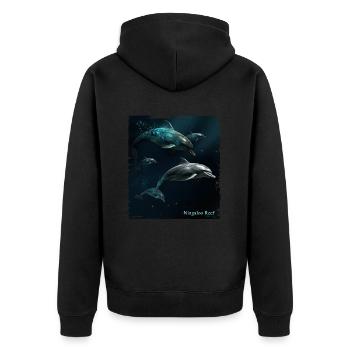 Delfine beim spielen im Ningaloo Reef - Unisex Premium Bio Zip Hoodie - Schwarz - Hinten - Nico (187cm)
