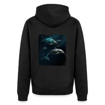 Dauphins jouant - Veste à capuche bio Premium Unisexe - noir - Dos - Nico (187cm)