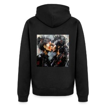 Bad Girls Kiss - Unisex Premium Bio Zip Hoodie - Schwarz - Hinten - Nico (187cm)