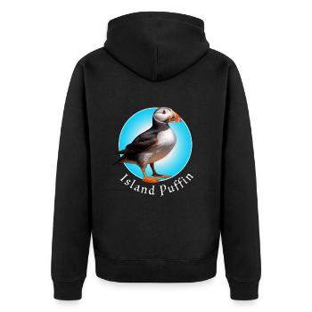 Island Puffin - Unisex Premium Organic Zip Hoodie - black - Back - Nico (187cm)