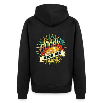BEACH RUGBY - KICK ME - Unisex Premium Organic Zip Hoodie - black - Back - Nico (187cm)