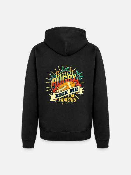 BEACH RUGBY - KICK ME - Unisex Premium Organic Zip Hoodie - black