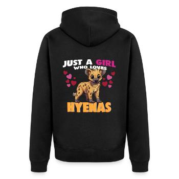 Just a Girl who Loves Hyenas - Unisex Premium Bio Zip Hoodie - Schwarz - Hinten - Nico (187cm)