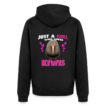 Just a Girl who Loves Kiwis - Unisex Premium Bio Zip Hoodie - Schwarz - Hinten - Nico (187cm)