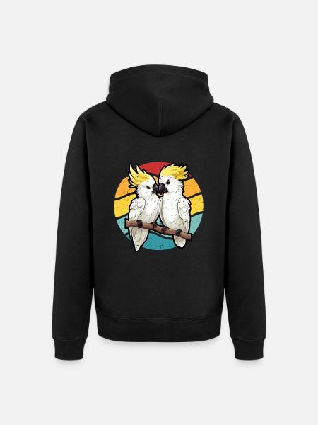 Cockatoo in sunset retro style - Unisex Premium Organic Zip Hoodie - black