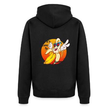 Coole Banane Sommer Meer Urlaub - Unisex Premium Bio Zip Hoodie - Schwarz - Hinten - Nico (187cm)