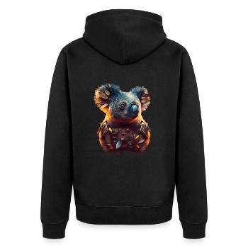 Surrealer Koala - Unisex Premium Bio Zip Hoodie - Schwarz - Hinten - Nico (187cm)