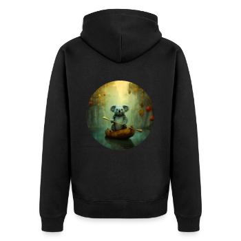 Koala in Venedig - Unisex Premium Bio Zip Hoodie - Schwarz - Hinten - Nico (187cm)
