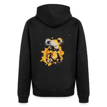 Koala in Farbklecksen - Unisex Premium Bio Zip Hoodie - Schwarz - Hinten - Nico (187cm)