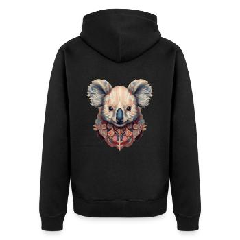 Koala Indianerabbild - Unisex Premium Bio Zip Hoodie - Schwarz - Hinten - Nico (187cm)