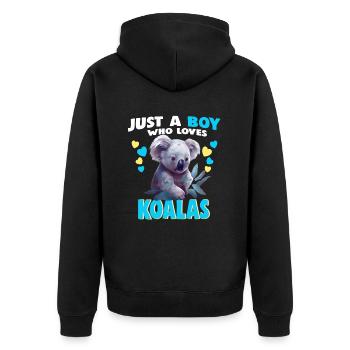 Just a Boy who Loves Koalas - Unisex Premium Bio Zip Hoodie - Schwarz - Hinten - Nico (187cm)