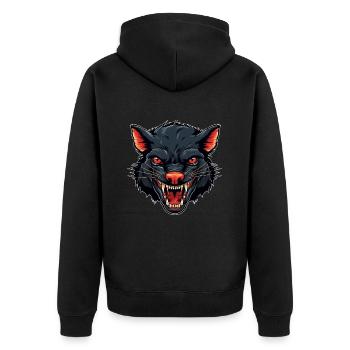 lachender tasmanischer Teufel - Unisex Premium Bio Zip Hoodie - Schwarz - Hinten - Nico (187cm)