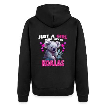 Just a Girl who Loves Koalas - Unisex Premium Bio Zip Hoodie - Schwarz - Hinten - Nico (187cm)