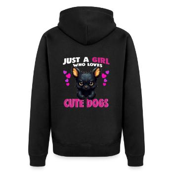 Just a Girl who Loves Cute Dogs - Unisex Premium Organic Zip Hoodie - black - Back - Nico (187cm)