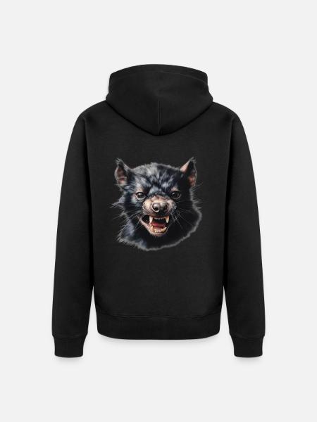 Looming Tasmanian devil - Unisex Premium Organic Zip Hoodie - black