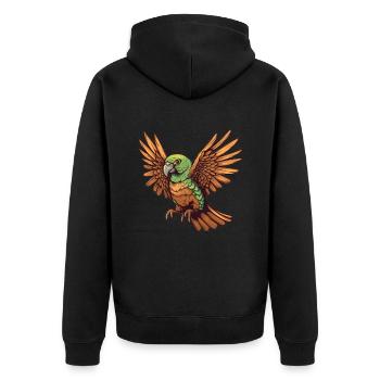Neuseeländischer Kea - Unisex Premium Bio Zip Hoodie - Schwarz - Hinten - Nico (187cm)