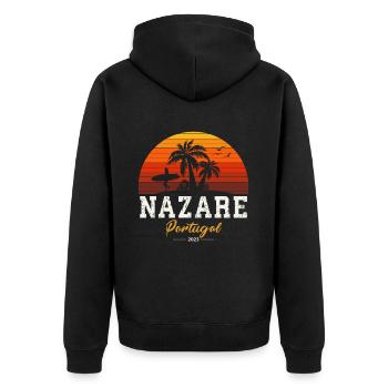 Retro Nazare Surfer Girl Portugal - Veste à capuche bio Premium Unisexe - noir - Dos - Nico (187cm)