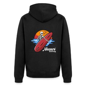 Nazare Surfing Portugal - Veste à capuche bio Premium Unisexe - noir - Dos - Nico (187cm)
