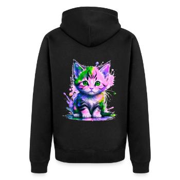 Chaton rose-vert - Veste à capuche bio Premium Unisexe - noir - Dos - Nico (187cm)