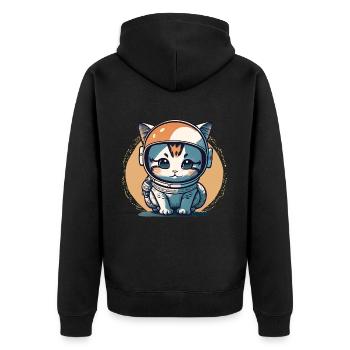 Chatstronaute mignon #10 - Veste à capuche bio Premium Unisexe - noir - Dos - Nico (187cm)