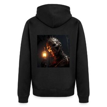 Horror Totenkopf Halloween - Unisex Premium Bio Zip Hoodie - Schwarz - Hinten - Nico (187cm)