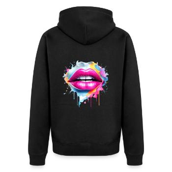 Lèvres colorées Embrasser la bouche Cadeau du visage de la femme - Veste à capuche bio Premium Unisexe - noir - Dos - Nico (187cm)
