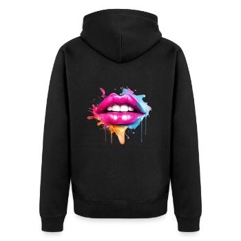 Lèvres colorées Embrasser la bouche Cadeau du visage de la femme - Veste à capuche bio Premium Unisexe - noir - Dos - Nico (187cm)