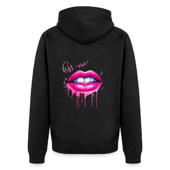 Embrasse-moi les lèvres Kissing Mouth Cadeau - Veste à capuche bio Premium Unisexe - noir - Dos - Nico (187cm)