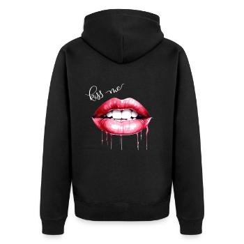 Embrasse-moi les lèvres Kissing Mouth Cadeau - Veste à capuche bio Premium Unisexe - noir - Dos - Nico (187cm)