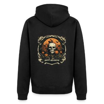 Halloween Jack O Lantern Skull Pumpkin - Unisex Premium Organic Zip Hoodie - black - Back - Nico (187cm)