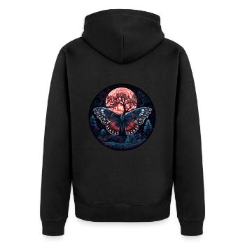 Insekt Nachtfalter Schmetterling in der Nacht - Unisex Premium Bio Zip Hoodie - Schwarz - Hinten - Nico (187cm)