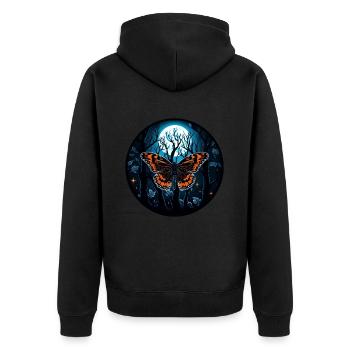 Insekt Nachtfalter Schmetterling in der Nacht - Unisex Premium Bio Zip Hoodie - Schwarz - Hinten - Nico (187cm)