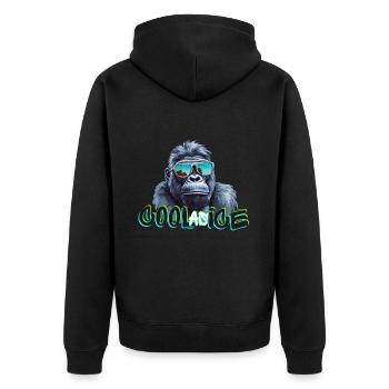 Cooler Gorilla - Unisex Premium Bio Zip Hoodie - Schwarz - Hinten - Nico (187cm)