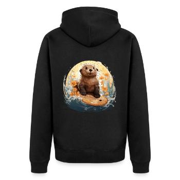 Loutre de surf - Veste à capuche bio Premium Unisexe - noir - Dos - Nico (187cm)