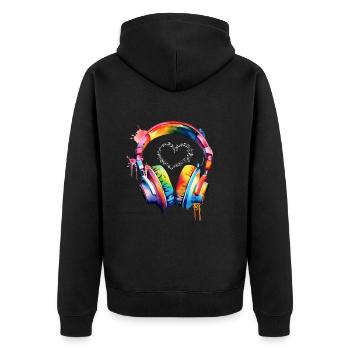 Kopfhörer Musik-Liebe - Unisex Premium Bio Zip Hoodie - Schwarz - Hinten - Nico (187cm)