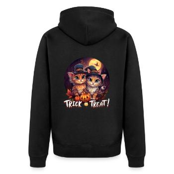 Halloween Trick or Treat Cute Cats - Unisex Premium Organic Zip Hoodie - black - Back - Nico (187cm)