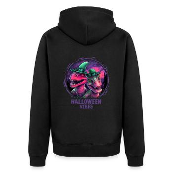 Halloween Dinosaur Velociraptor Dino - Unisex Premium Organic Zip Hoodie - black - Back - Nico (187cm)