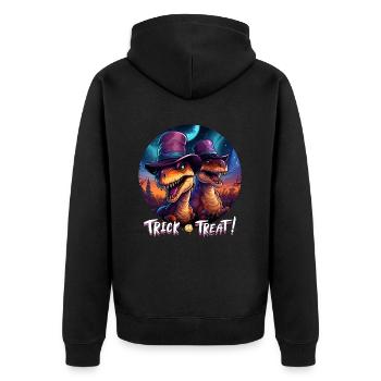 Halloween Dinosaur Velociraptor Trick or Treat - Unisex Premium Organic Zip Hoodie - black - Back - Nico (187cm)