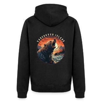 VANCOUVER ISLAND - Unisex Premium Organic Zip Hoodie - black - Back - Nico (187cm)