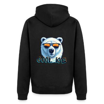 Cooler Eisbär - Unisex Premium Bio Zip Hoodie - Schwarz - Hinten - Nico (187cm)