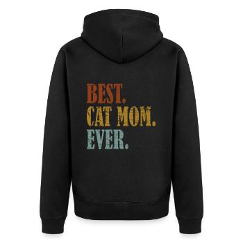 Best Cat Mom Ever Cat Motif - Unisex Premium Organic Zip Hoodie - black - Back - Nico (187cm)